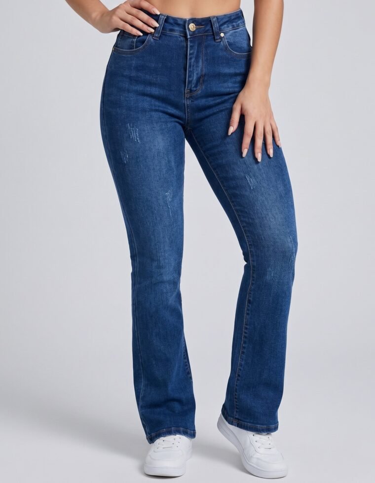 Pantalón Flare/Bootcut Azul Tiro Alto - Calce Modelador - 0140BC