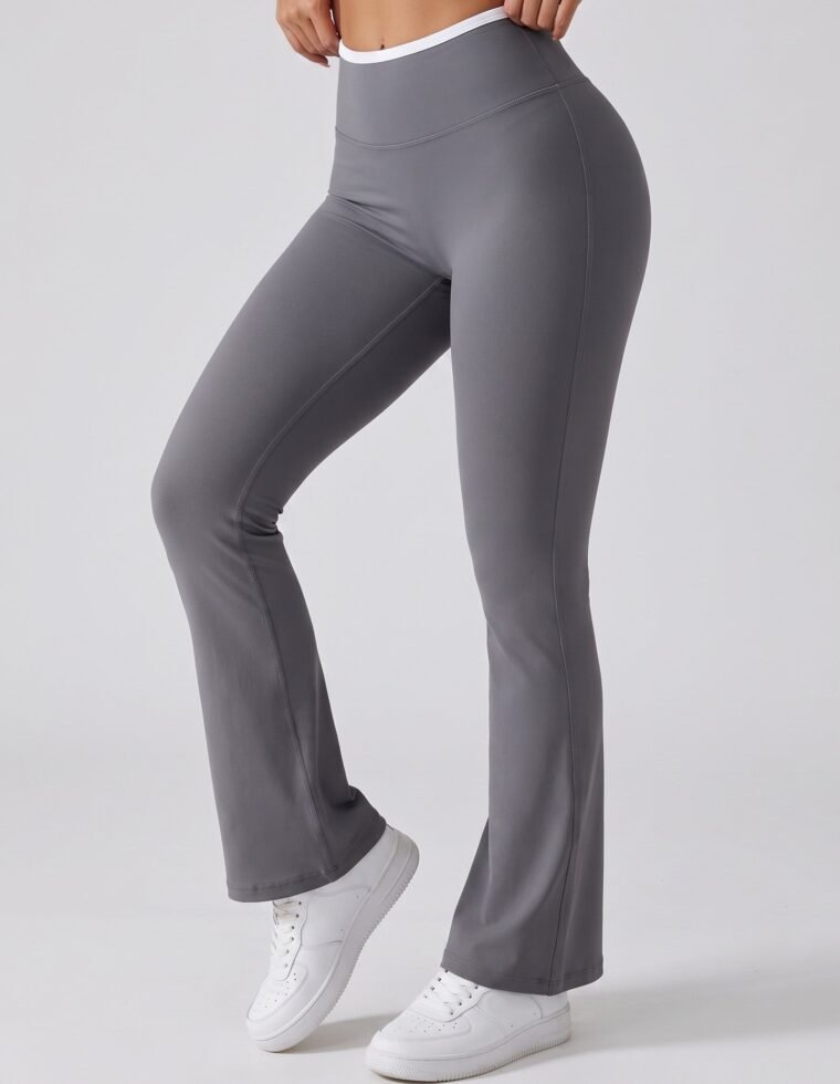 Calza Flare Tiro Alto Mujer Viral Premium Línea Blanca - W2508