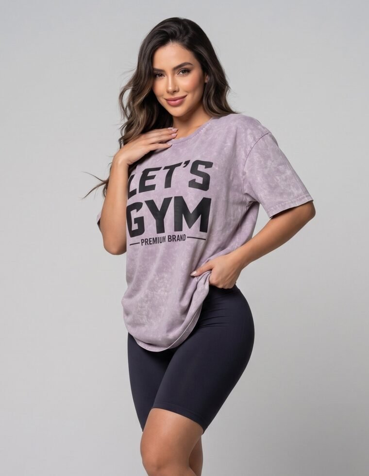 Polera Oversize Lets Gym - Look Retro Urbano Prelavada - A366