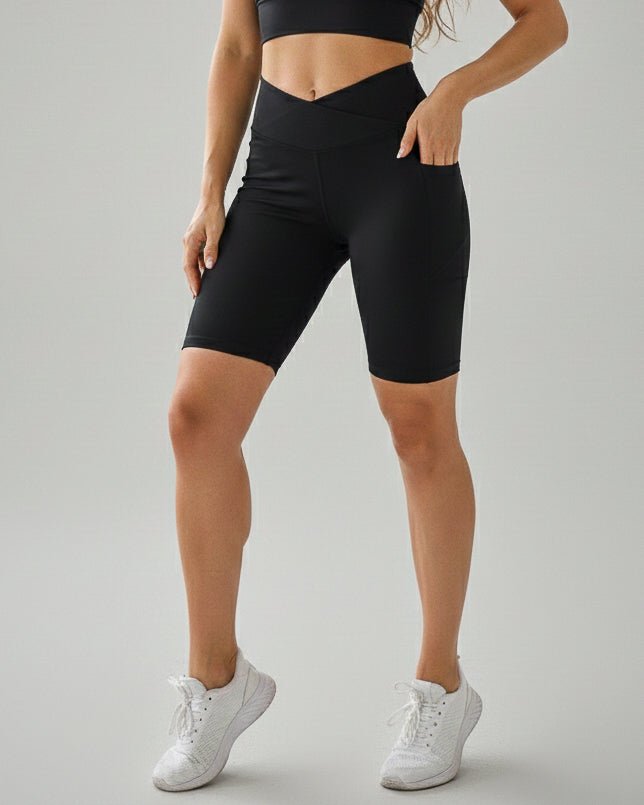 Calza Biker Mujer Pretina Cruzada con Bolsillos Laterales - YK37151