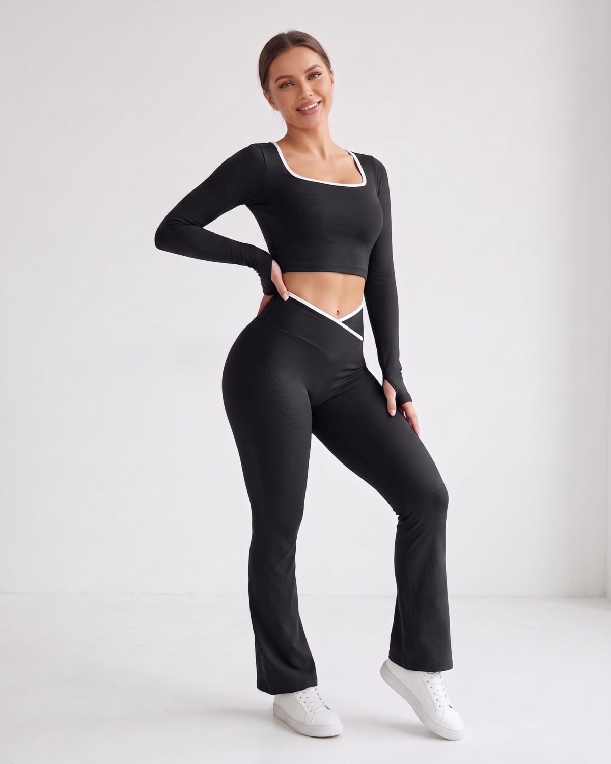Set Mujer Flare Push Up Pretina Cruzada Líneas Calidad Pro - YJ320