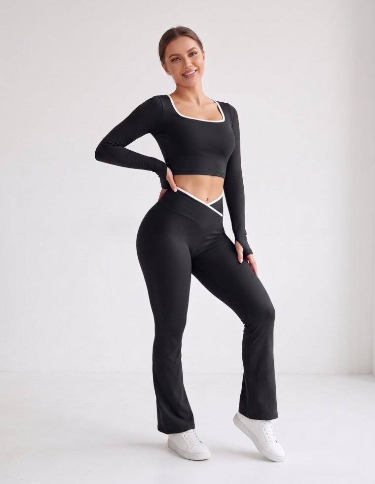 Set Mujer Flare Push Up Pretina Cruzada Líneas Calidad Pro - YJ320