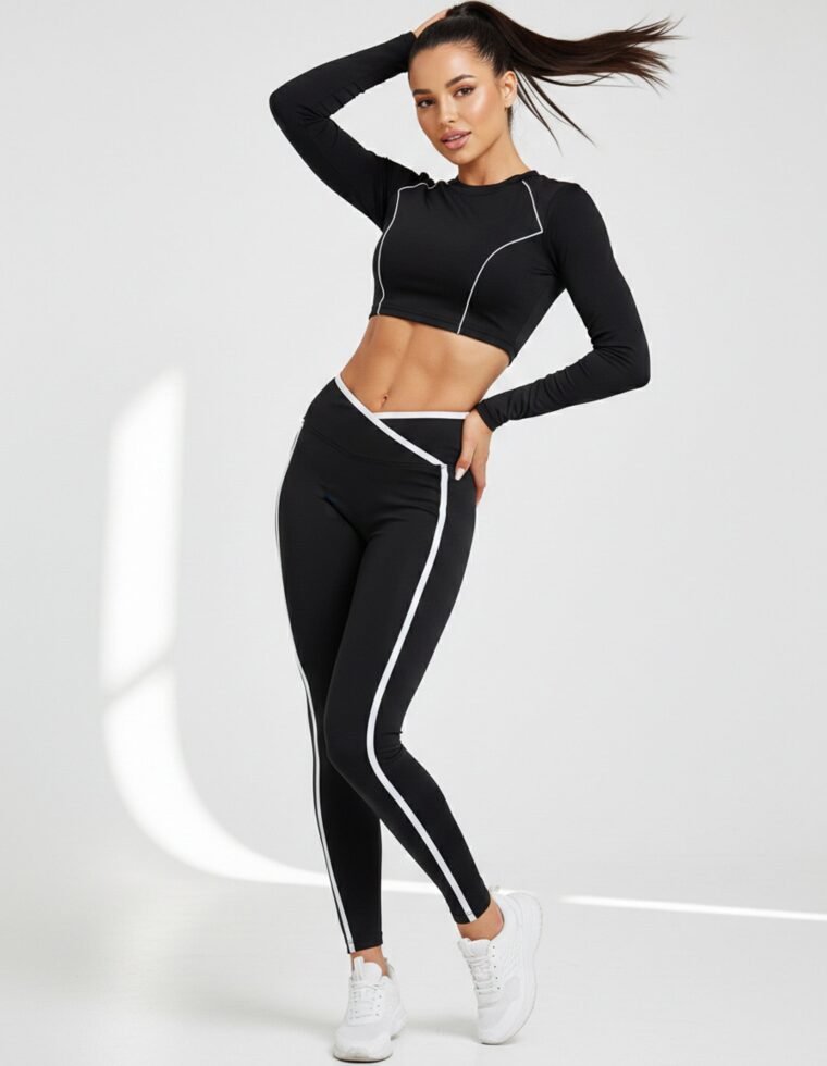 Conjunto Deportivo For Dama Con Lineas Blancas Premium - YK37065