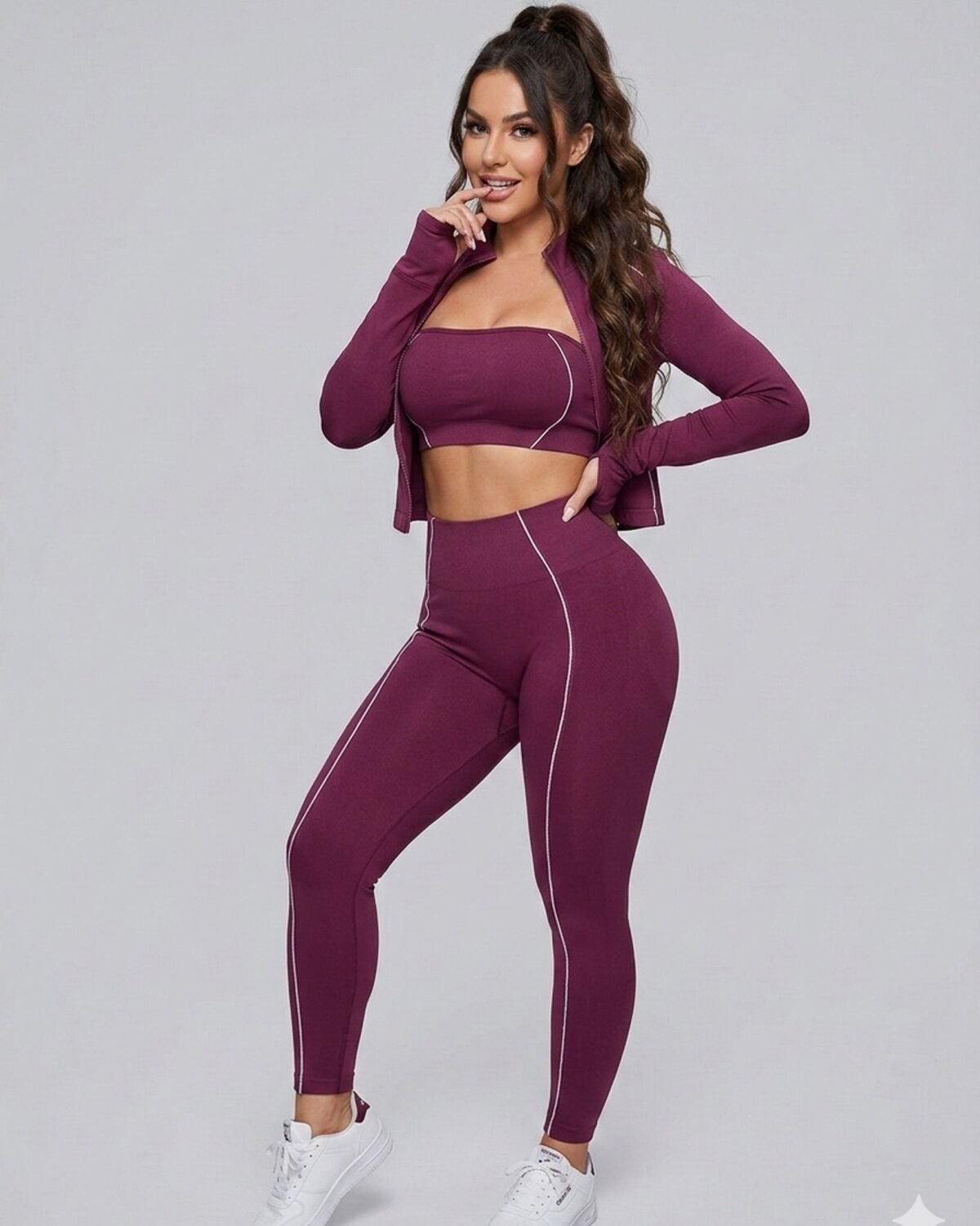 Set Deportivo 3 Piezas Mujer - Chaqueta + Calza + Strapless